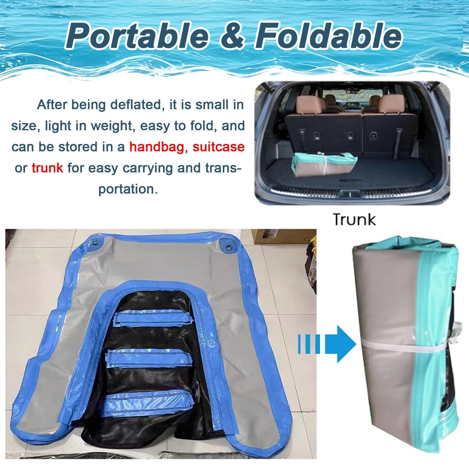 WDJBPSH Rampa de Agua Inflable del Perro Portátil Flotante Rampa de Agua para Perros, Inflable Escalera para Mascotas para Pontones, Piscinas, Lagos Y Playas(Black)