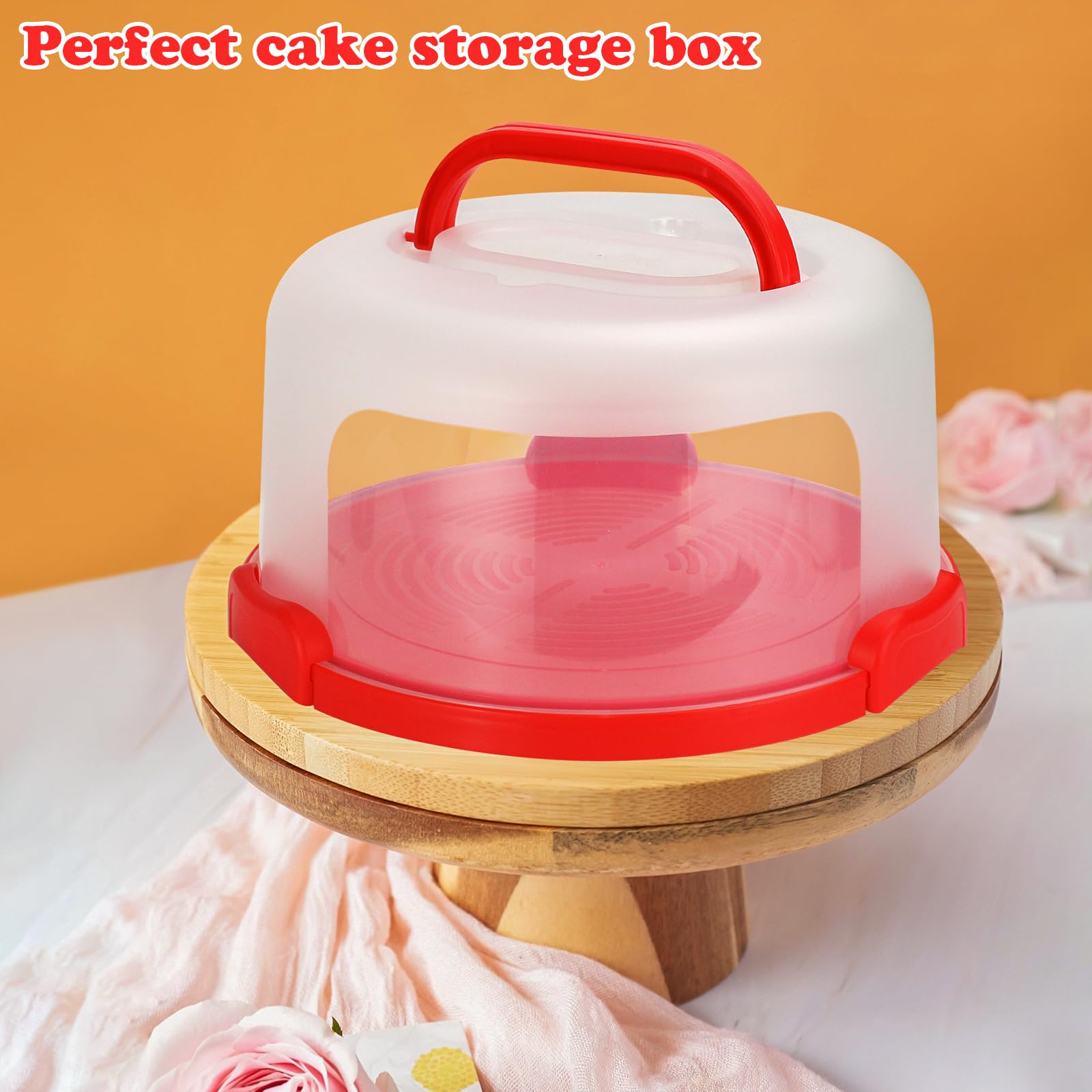 Soporte para tartas con tapa y asa, se adapta a soporte para tartas de 10 pulgadas con tapa, contenedor de almacenamiento de transporte de pasteles, soporte para tartas con tapas, 3 cierres