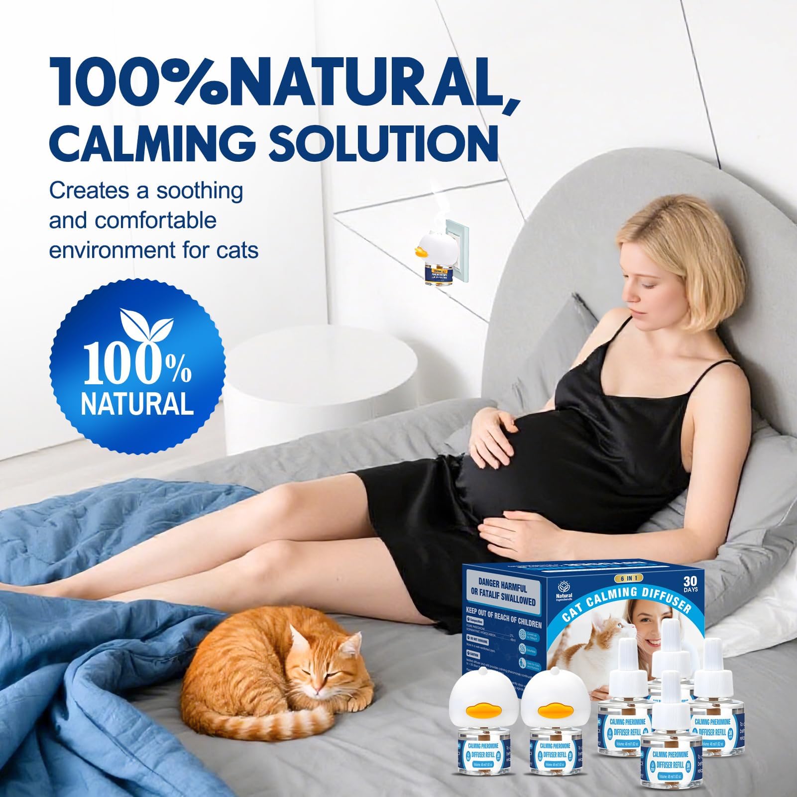 Cat Calming Pheromones Diffuser: 6-in-1 Kit Cat Appeasing Pheromone Diffuser to Calm (2 Plugin+4x48ml Refills) for Comfort Reduces Stress Anxiety, Long-Lasting Appeasing Pheromone for Pet Cat (6in1) - image 5