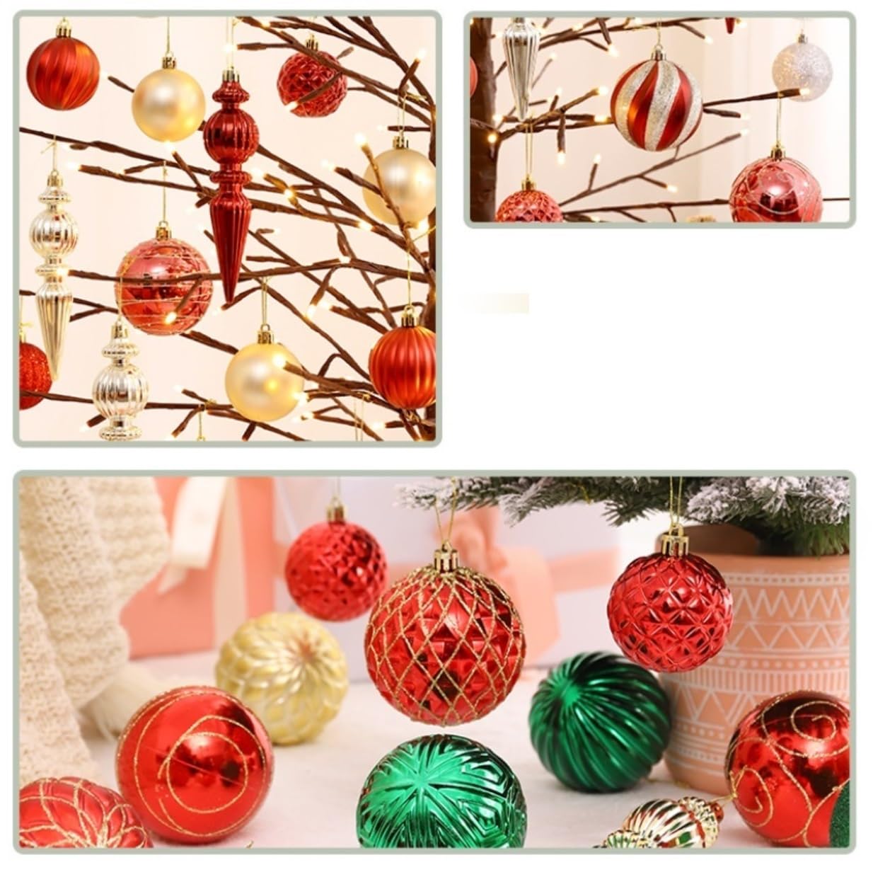 Set de Bolas de Navidad Bolas de Navidad 70 Uds Bolas De Navidad Inastillables Decoraciones Para Árboles De Navidad Adornos Bolas Navidad Colgante Decoración Navideña Bolas para Arbol de Navidad ( Col