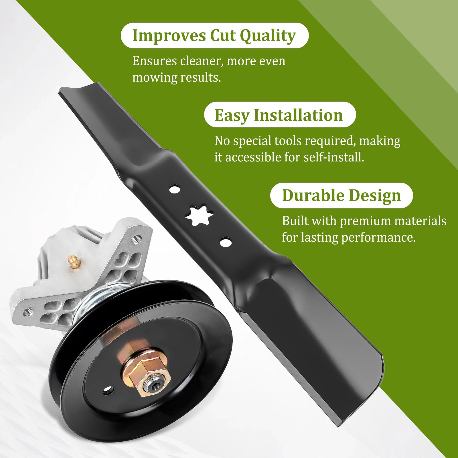 Lot de 3 broches 618-06980, lot de 3 lames 942-05052A à levage moyen, compatible avec Cub Cad et M TD RZT L50 S50 LX50 SX50 XT1-GT50 ZT1-50 G8200 G8200 G880 300, remplacement Pour 918-06980 - 5