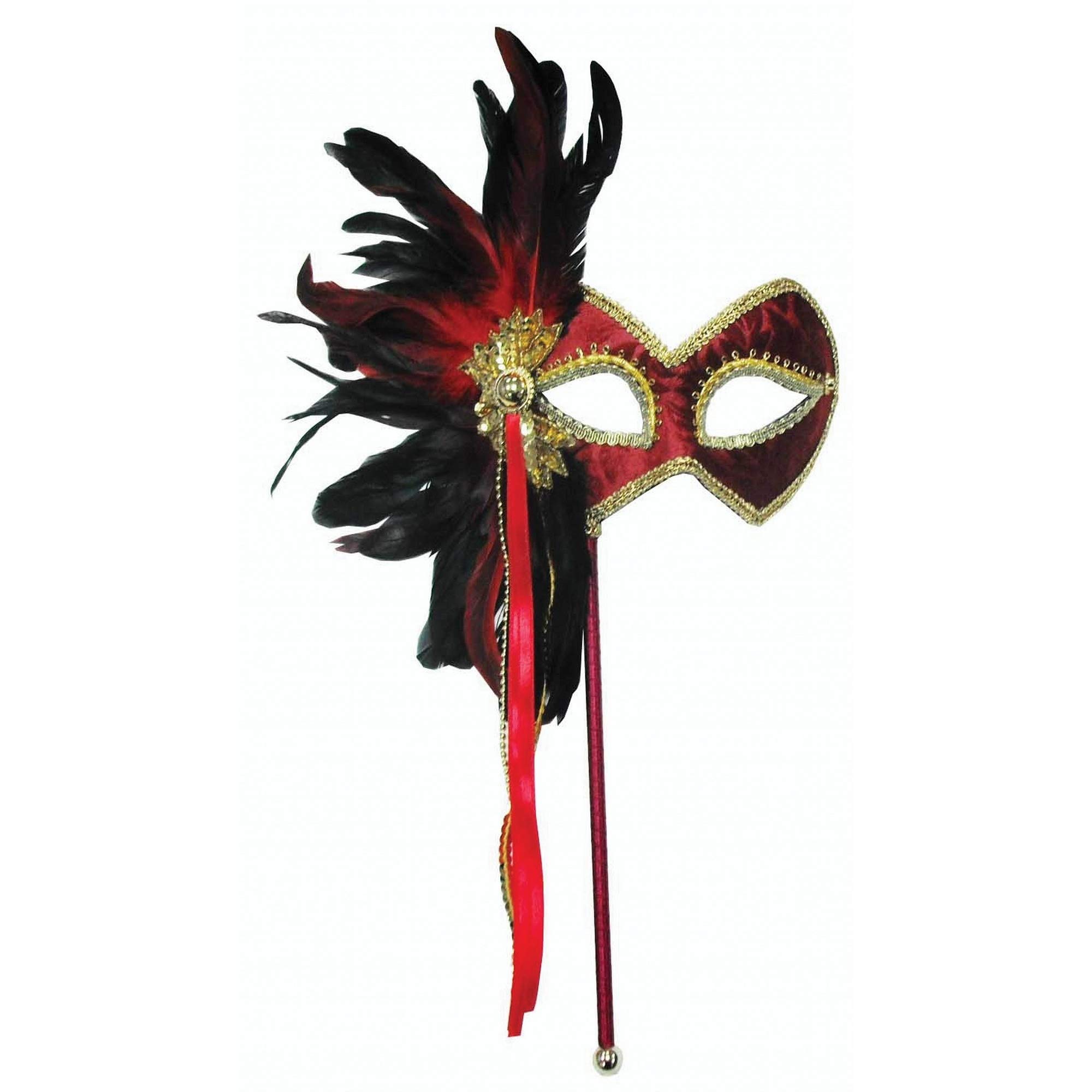 Red & Gold Masquerade Mask Fancy Dress