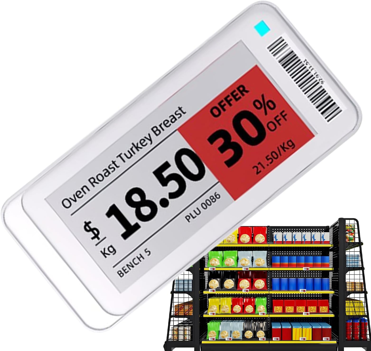 Electronic Shelf Label,Magnetic Electric Smart Control Signages - E Ink Display Screen | for Shop Offices Restaurant Indoor Outdoor Library Garage Fridge Holiday