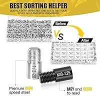 Vista 20 de Comprobador de rosca de tuerca y perno – 26 piezas de calibre de tuerca y perno alojados individualmente en la caja (14 pulgadas y 12 métricas)