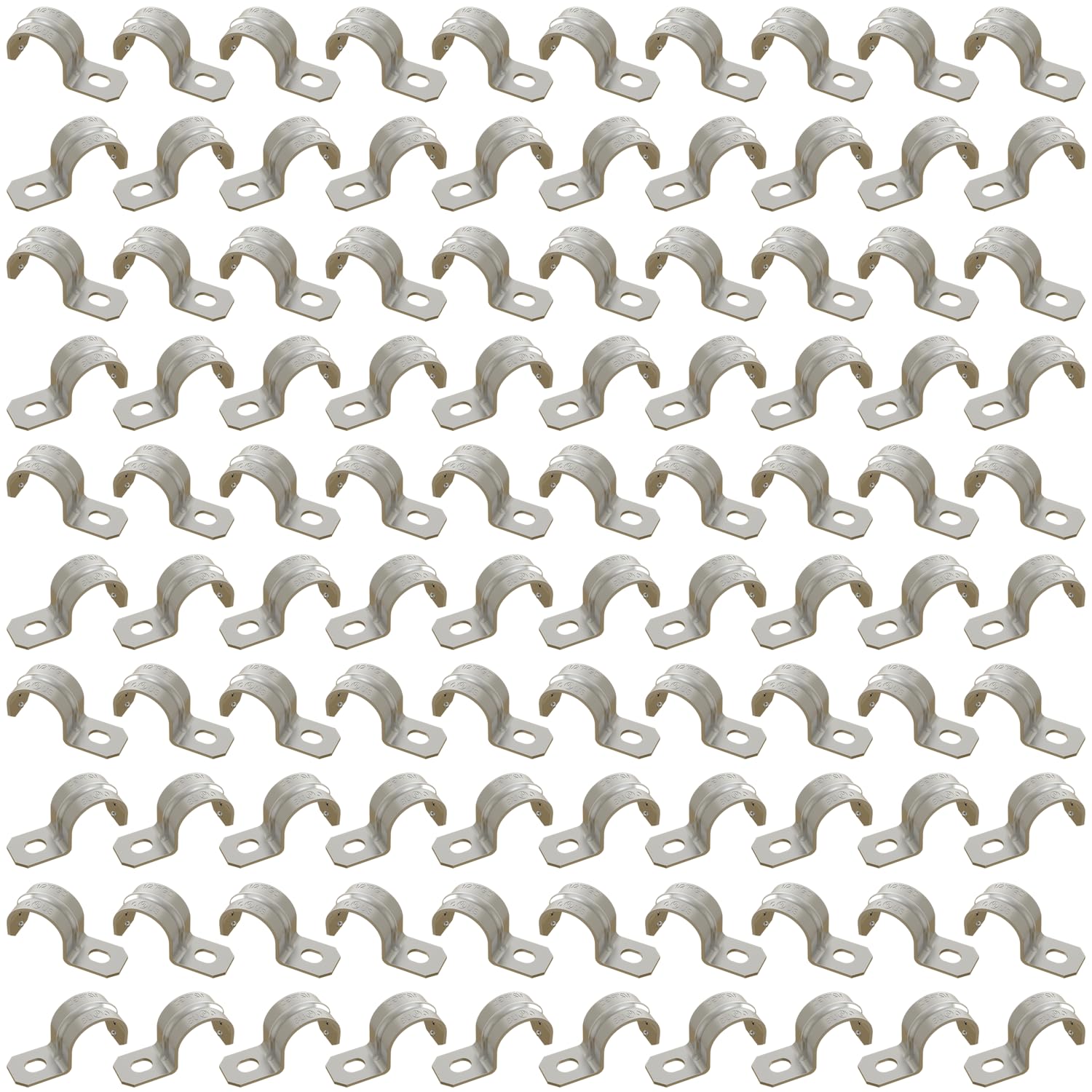 HXH 100PCS Zinc-Plated Steel Single Hole RGD Conduit Clamp, 1/2 Inch One-Hole AC/MC Strap - Galvanized Steel Construction for Secure Mounting