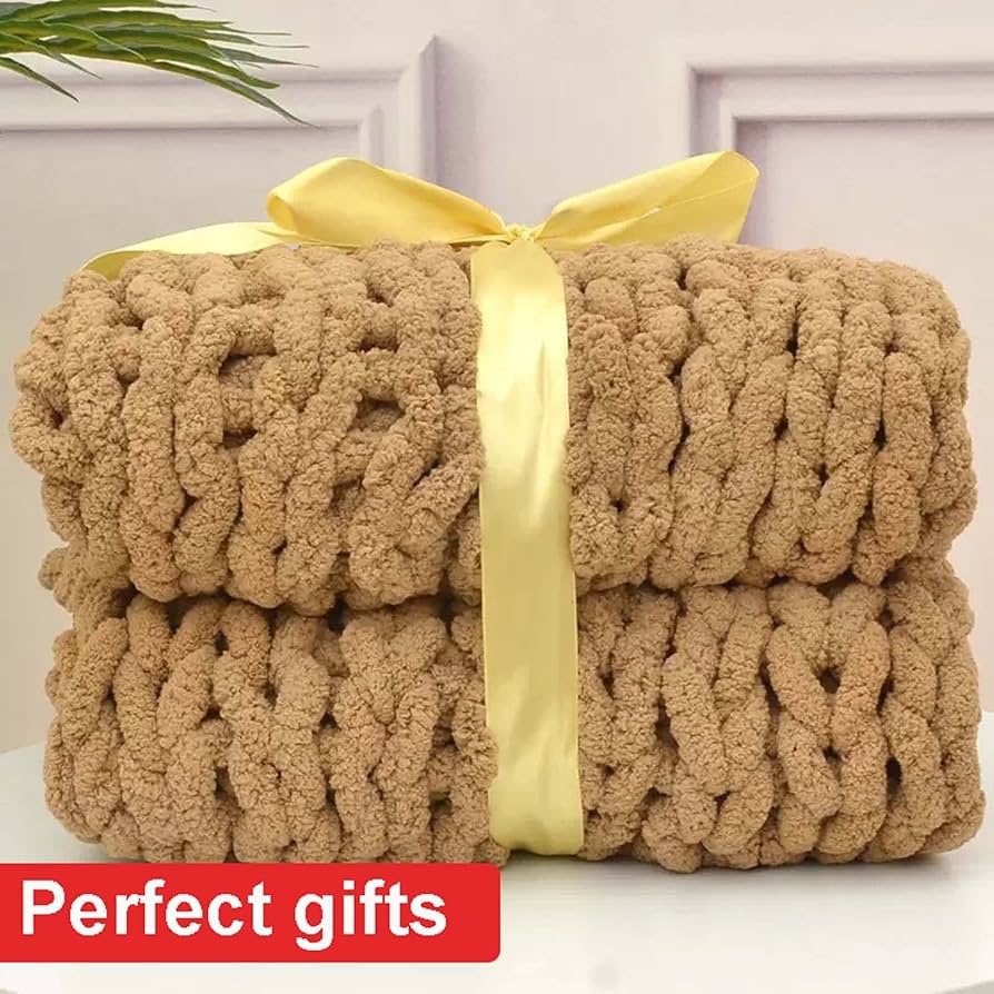 Amazon｜チャンキーニットブランケットスロー、ソフトシェニール