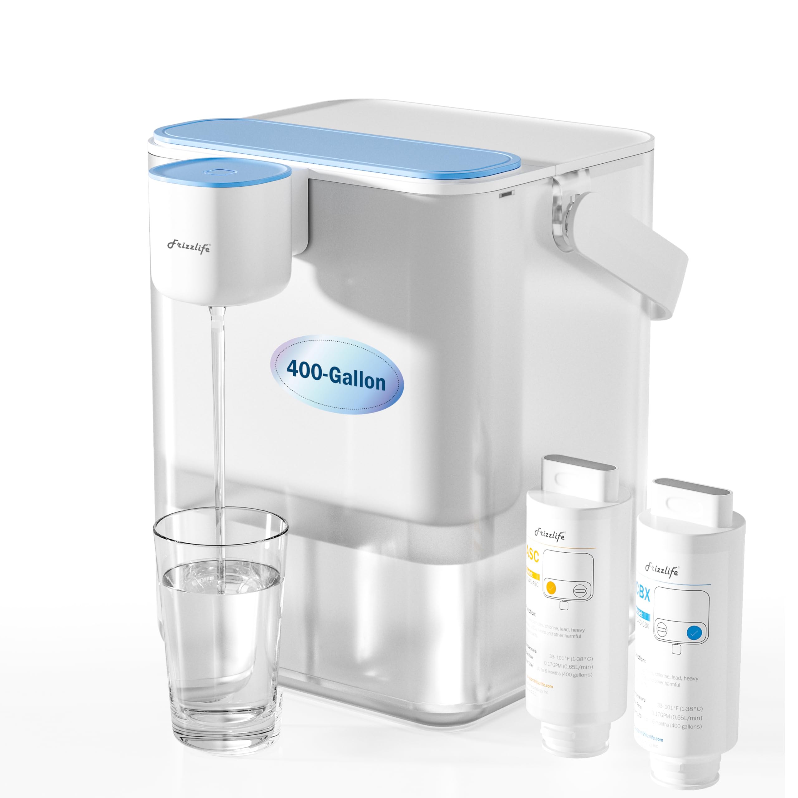 Frizzlife Sofortiger Elektrischer Wasserfilterkrug inkl. 4L Wasserfilterkannen, Reduziert Chlor, Blei, Quecksilber, PFAS,PFOA/PFOS