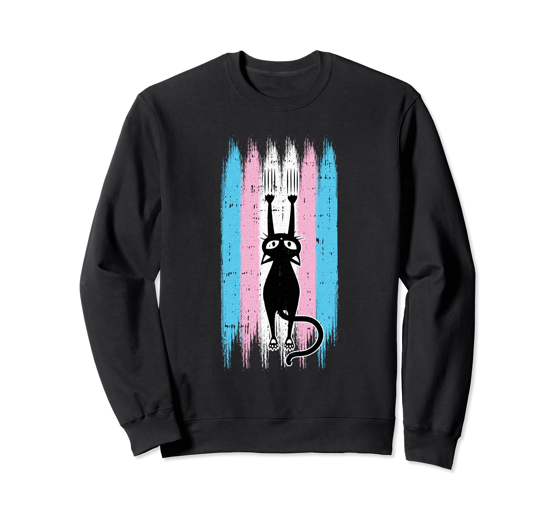 Cat Scratching Trans-gender Pride Kitten Kitty LGBT-Q Ally Sweatshirt, Black
