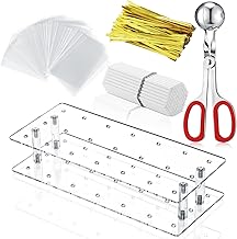 Cake Pop Supplies and Decoration for Making Lollipops Including Acrylic Lollipop Pop Stand Cake Pop Holder Meat Baller 100 Pcs Lollipop Sticks 100 Pcs Clear Treats Bag 100 Pcs Gold Metallic Twist Ties