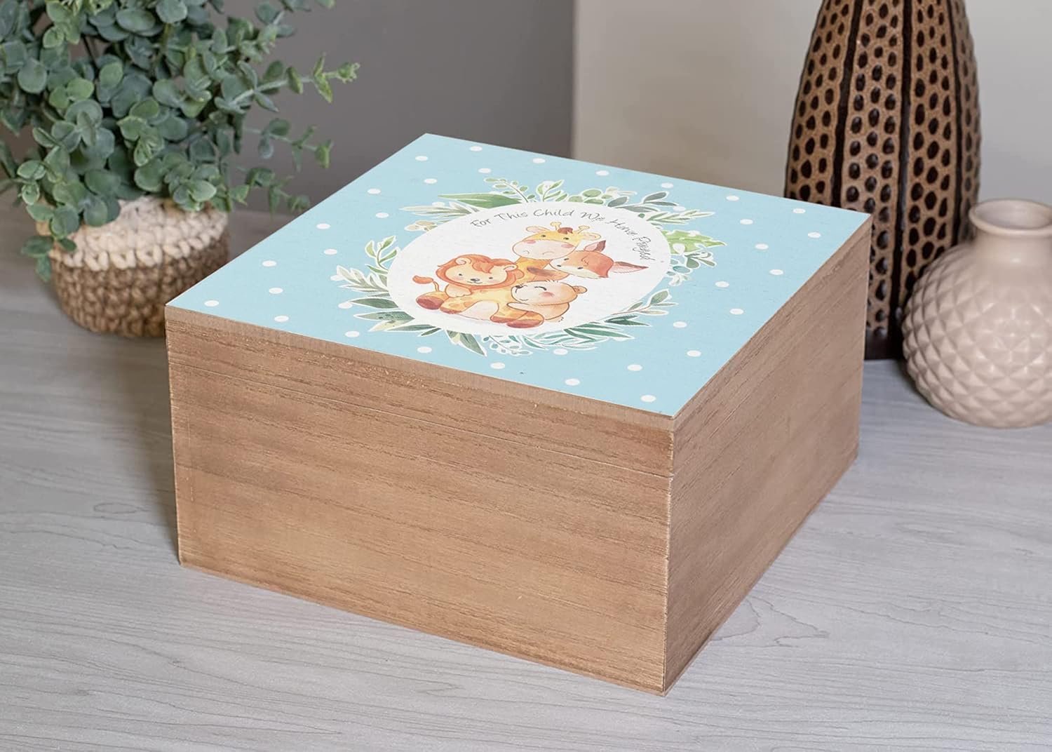Dicksons Child We Have Prayed Soft Blue 10 x 10 x 5 MDF Decorative Keepsake Photo Box