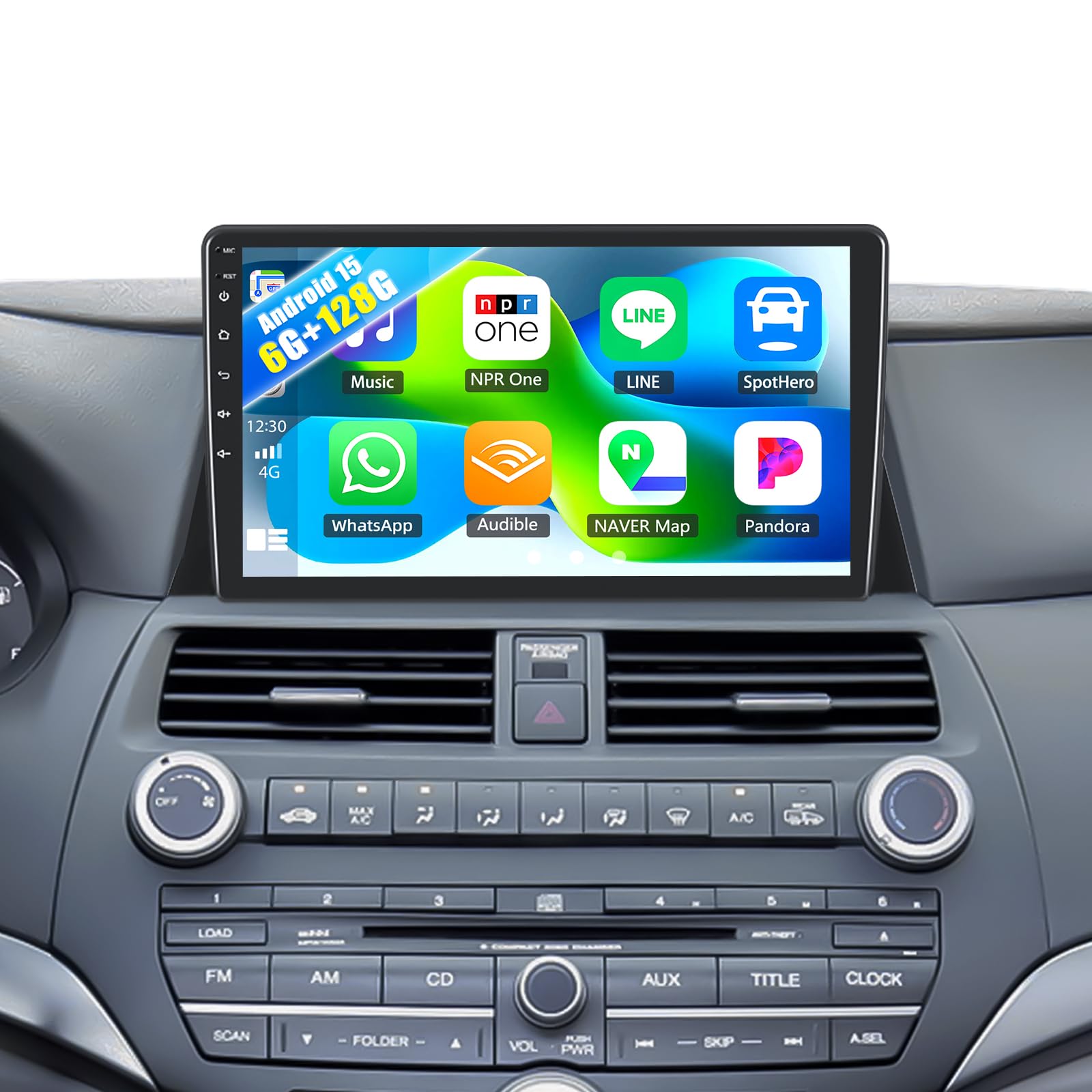 Photo 1 of 6G+128G Android 15 Car Stereo Radio for Honda Accord 2008-2013 8-Core 10.1 Inch IPS Touch Screen Wireless CarPlay Android Auto GPS Navigation Bluetooth WiFi DSP FM RDS SWC Backup Camera