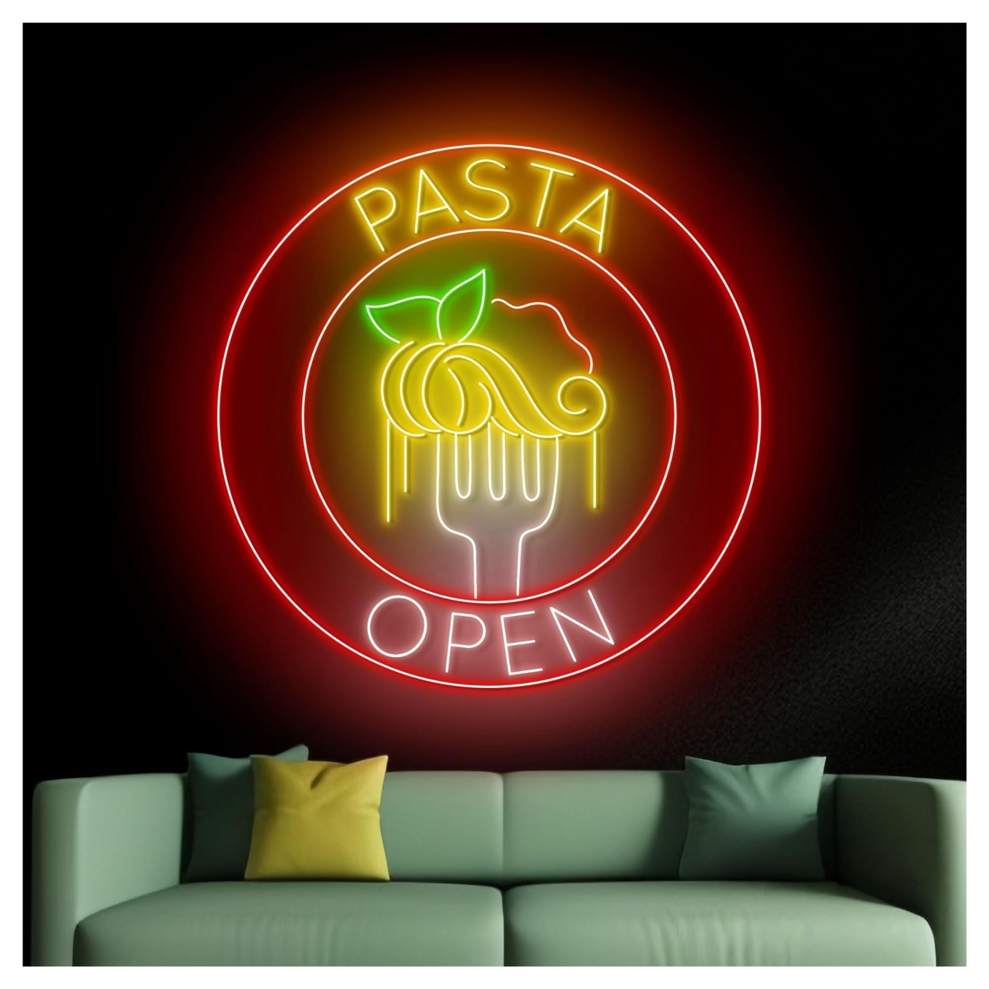 Insegna al Neon Insegna Al Neon Pasta Opencon Scritta Cucina Italiana, Spaghetti, Cibo, Arte Murale A LED, Decorazione Per Ristorante, Vetrina 63cm