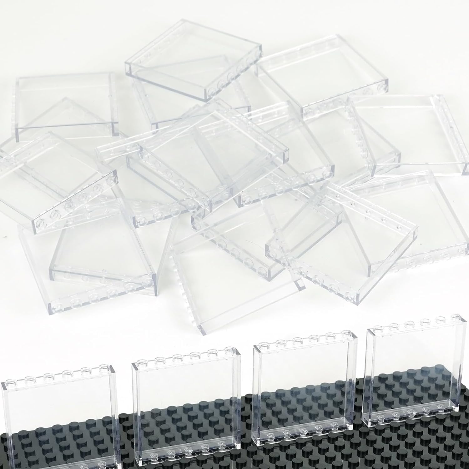 Trans-Clear Window Bulk Pieces, 20 Pieces 1x6x5 Tansparent Window Bricks Accessories, Compatible with Lego Clear Pieces(Color: Clear)
