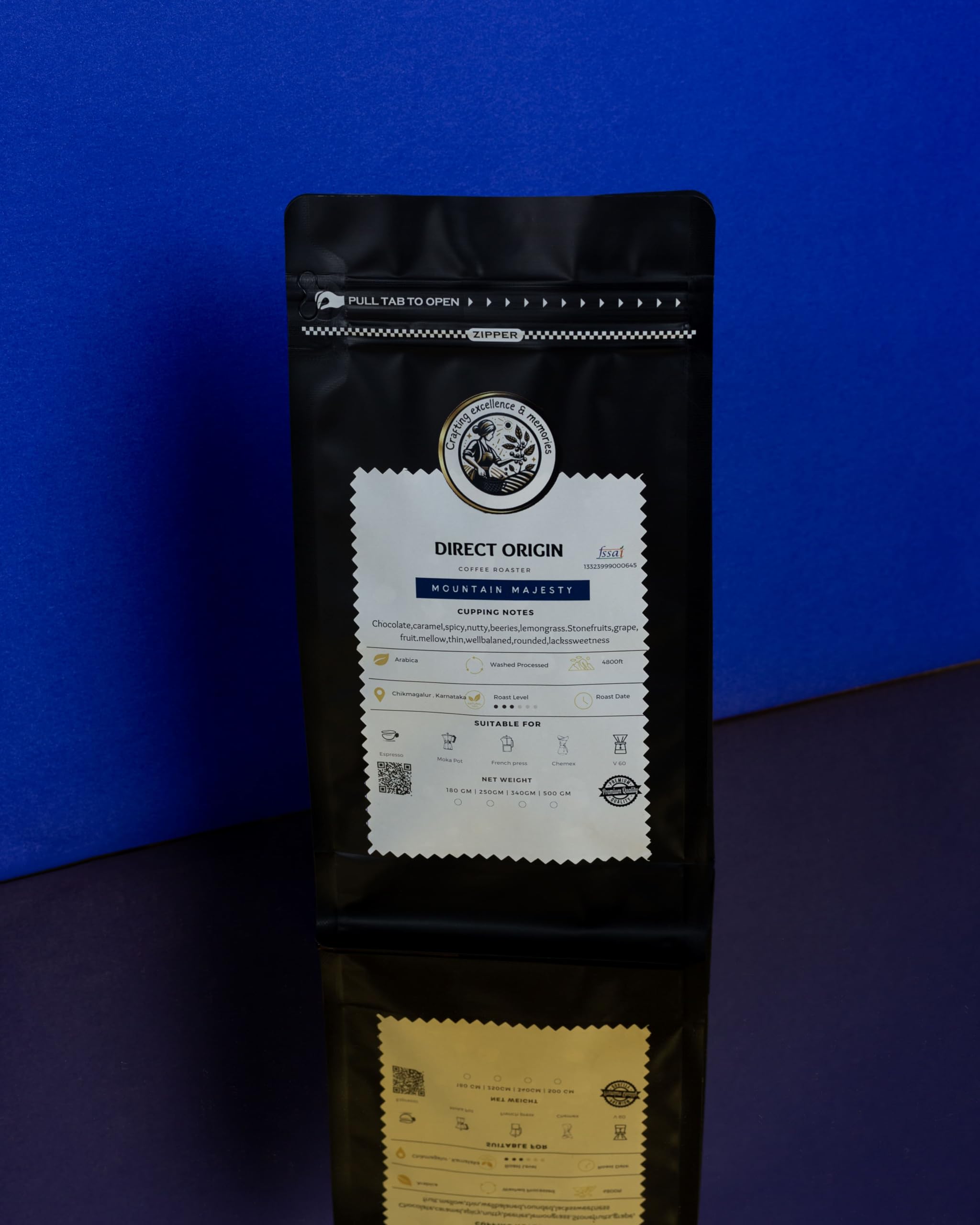 Direct Origin Coffee Roaster Mountain Majesty – High Elevation Washed Light Roast Coffee Beans from Chikmagalur, 250g | Grown in Mountain Slopes | Smooth Profile with Gentle Brightness | Whole Beans for Manual Brewing