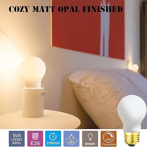 Miniatura 3 de Bombilla LED A15 equivalente a 60 vatios, bombilla LED Edison E26 regulable de 8 W, bombilla especial de vidrio de ópalo mate, 2700 K blanco cálido,