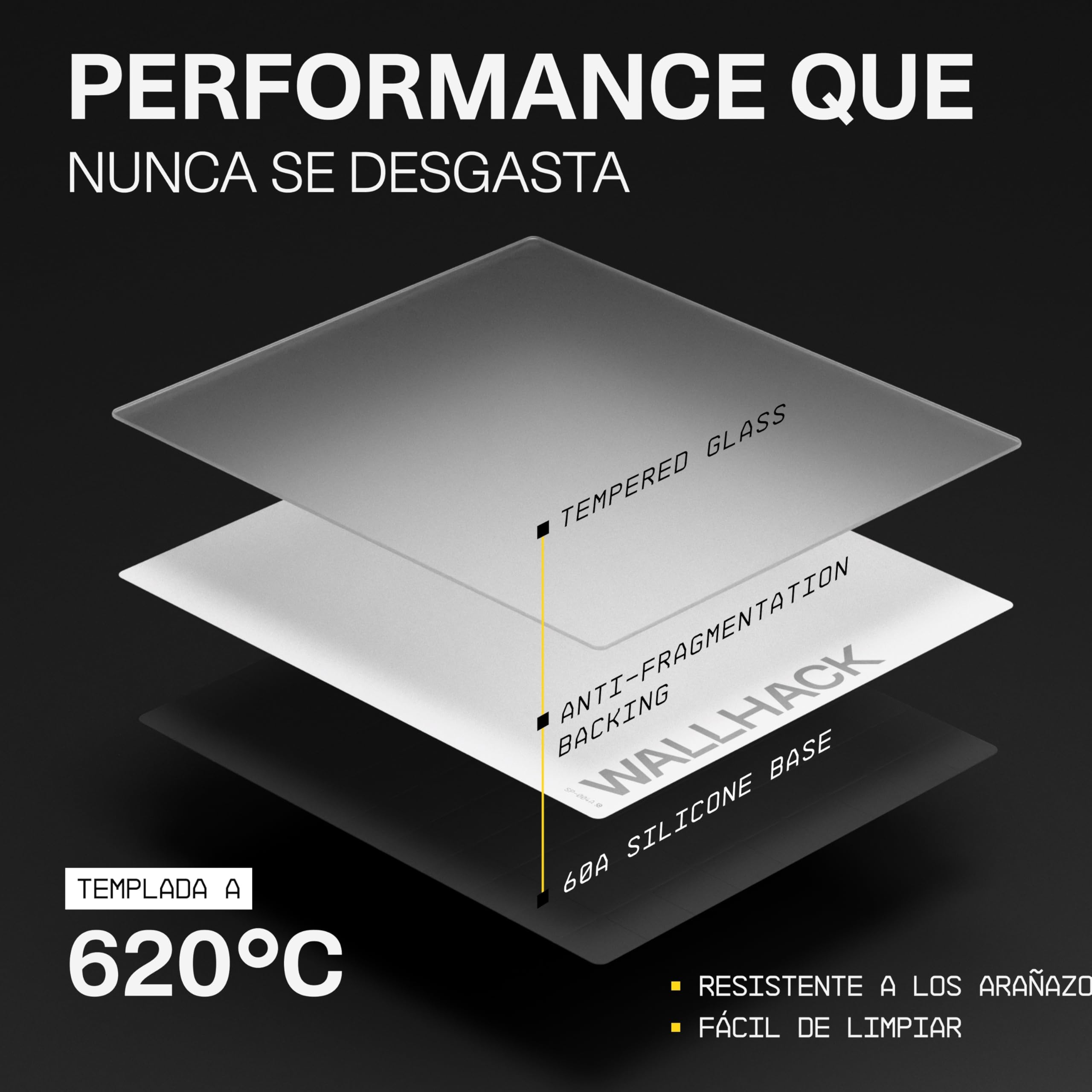 Wallhack SP-004A Alfombrilla de Vidrio para Gaming – Superficie Micrograbada 4.ª Gen, Gran Tamaño para Esports, Deslizamiento Ultra-Rápido con Control, Vidrio Templado, Resistente y Portátil | Blanco
