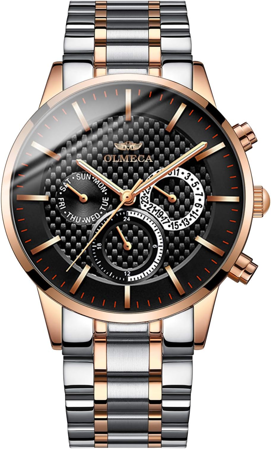 OLMECA Men's Watches Sports Business Dress Fashion Analog Quartz Watches Stainless Steel Decoration Chronograph Date Functional Dials Fixed Push Button 889