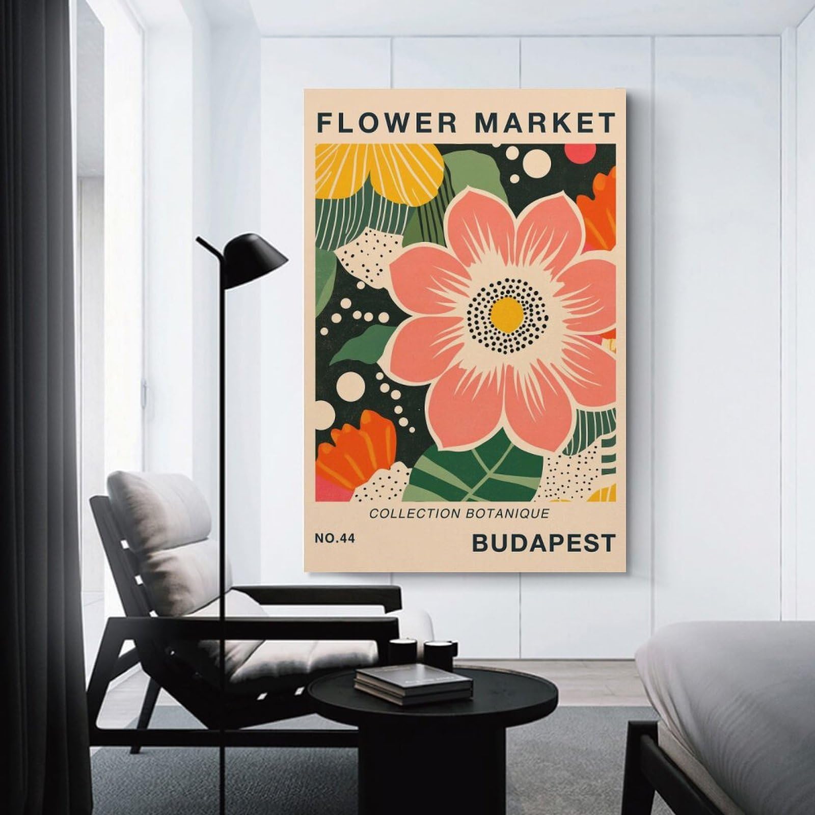 Junmoney Unframe-Style-15 Canvas Wall Picture Budapest Flower Market Botanical Travel Poster, 20X30inch(50X75cm), For Bedroom, Lounge Or Dressing Area, Stylish Decor For A Restful Room Update