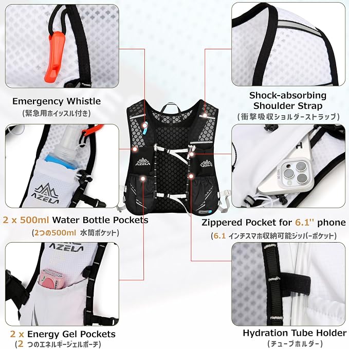 Mochila de Hidratación para Running 10L con Campanilla y Válvula para Mujeres y Hombres miniatura 5
