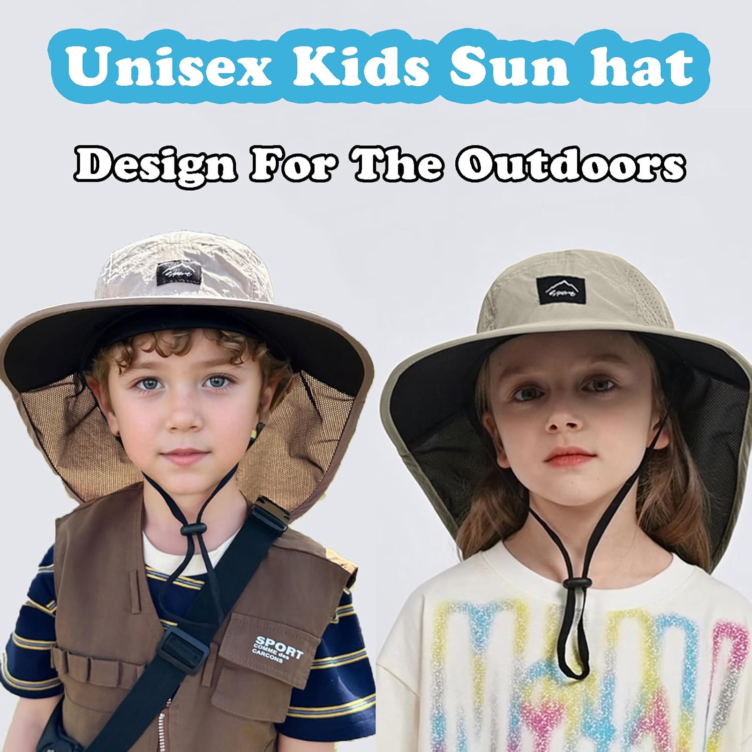 Outdoor Kids Sun Hat with Neck Flap UPF 50+ Quick Dry Beach Hats for Baby Boys Girls Age 2-12 Years Adjustable - Image 4