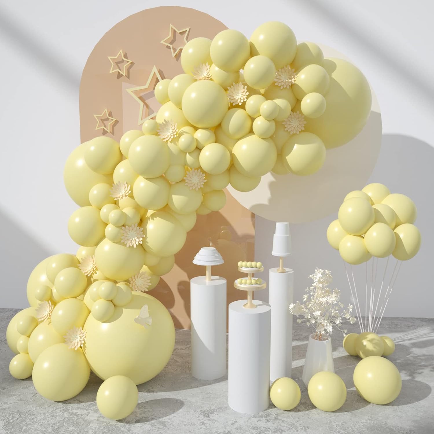Henviro Pastel Yellow Balloons Garland 100 Pcs 5/12/18 Inch yellow Balloons