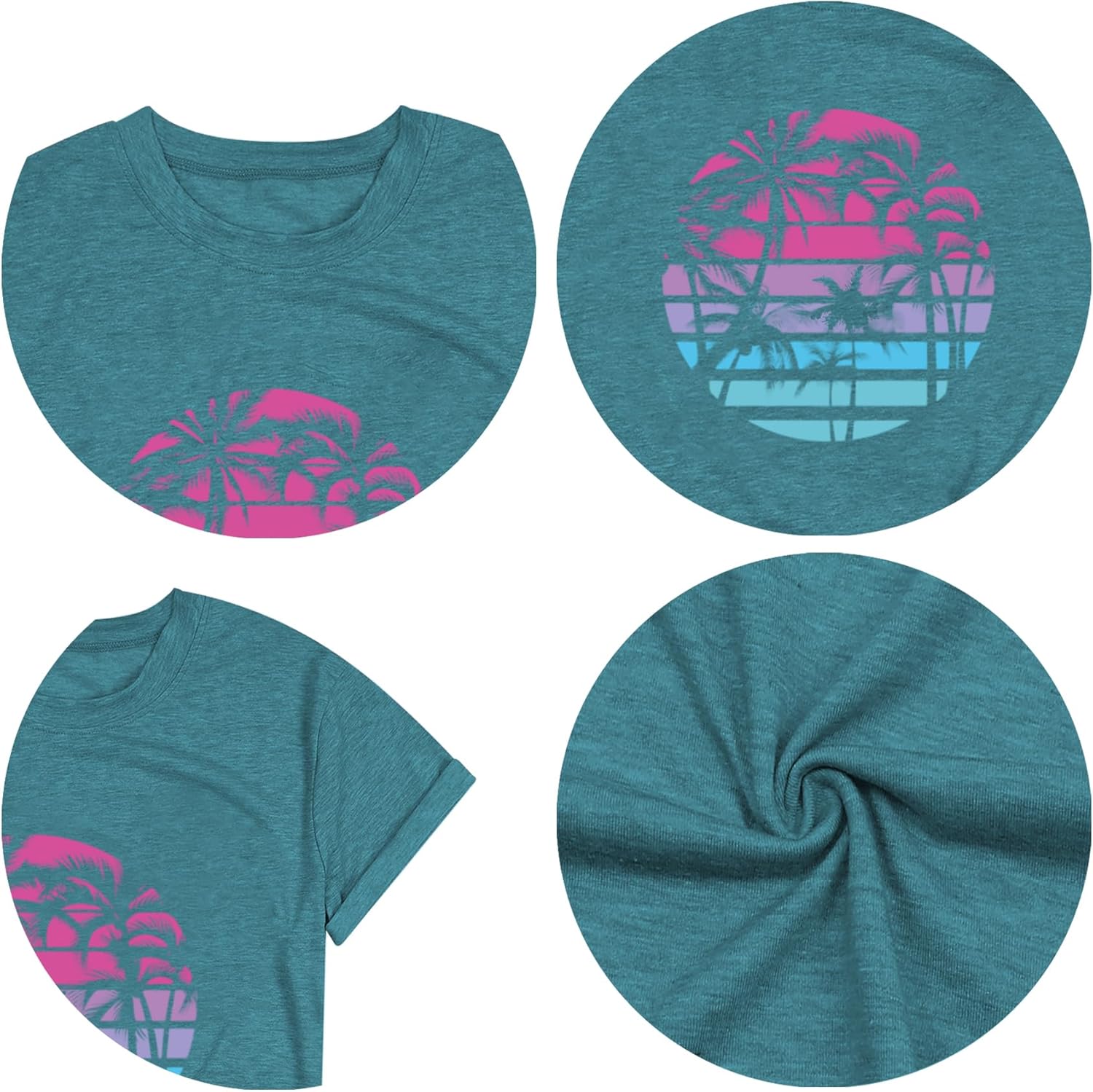 Hawaiian T Shirts for Women Palm Trees Beach Graphic Tees Hawaii Tropical Shirts Summer Vacation Tops - Image 5