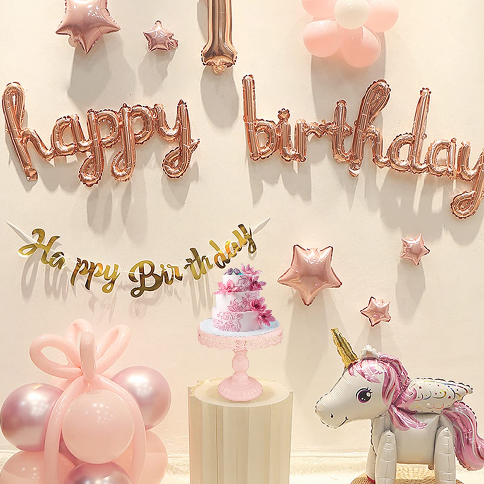 Set di 3 supporti per torte in ferro per dessert, vassoio da portata per baby shower, matrimoni, feste di compleanno (rosa)
