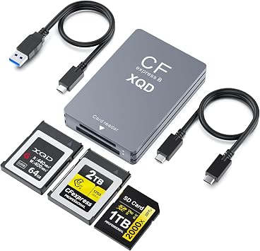 2025 Model CFexpress 3-in-1 Type B/XQD/SD Card Reader, 10Gbps, USB-C/USB-A, 8K Transfer Capable