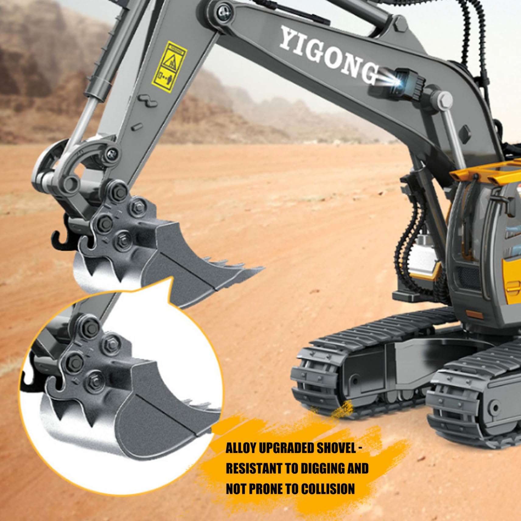 Toys de construction de excavatrice à distance pour garçons, excavatrice télécommandée, véhicules construction en alliage simulé électrique avec lumière et son, jouet rechargeable résistant aux ch