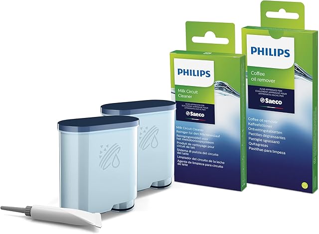 Philips AquaClean Water Filter for Saeco and Philips Fully Automatic Coffee Machines Care set value pack multicoloured