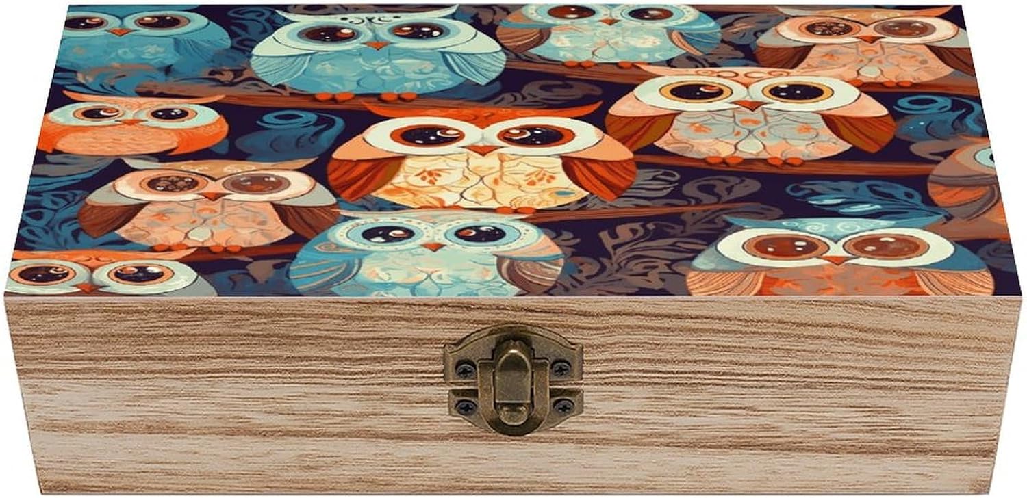 Wooden Box with Hinged Lid Vintage Storage Box Wood Keepsake Boxes