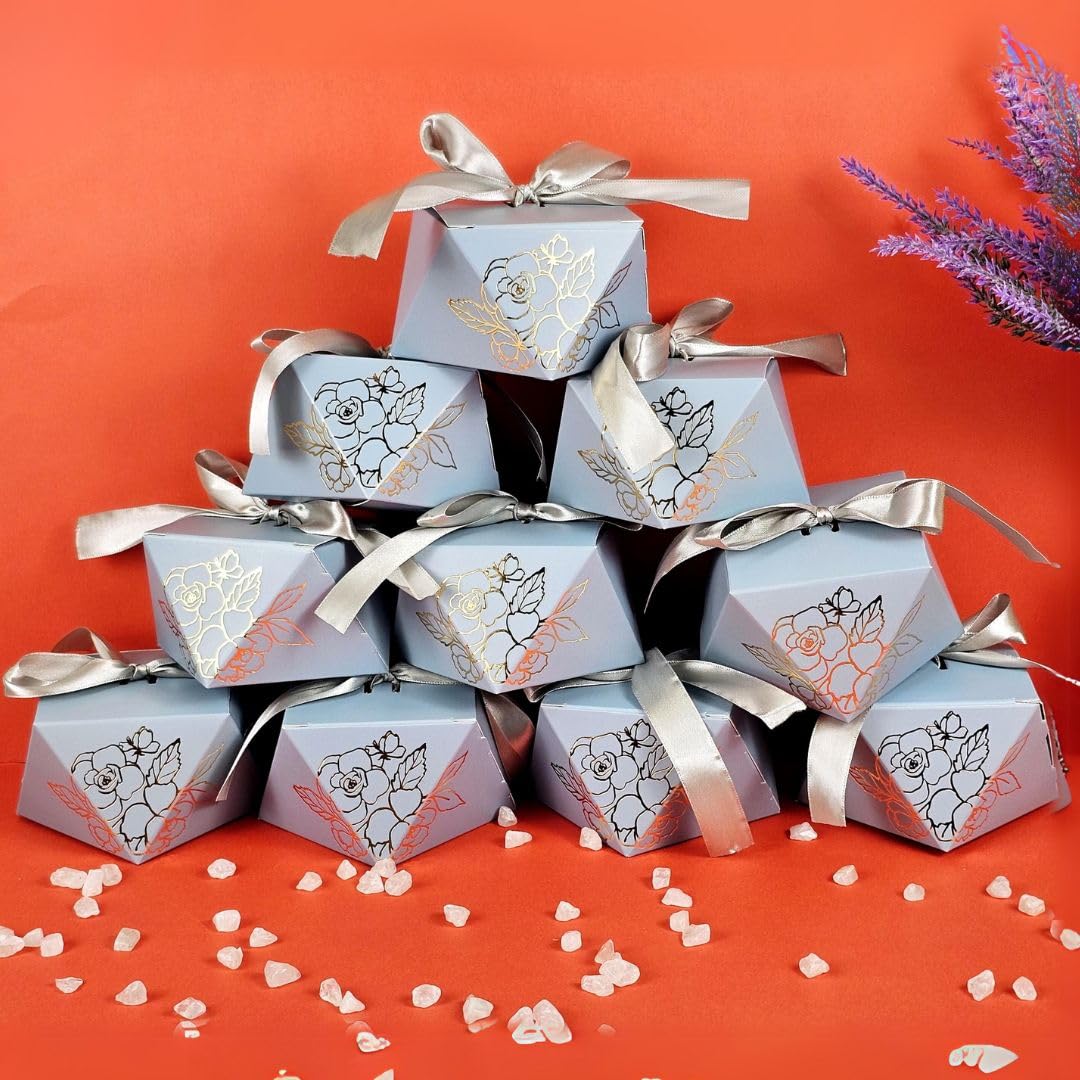 SATYAM KRAFT 12 Pcs Decorative Diamond Shape Folding Storage Box With Ribbon for Return Gift,Christmas, Birthday, Gift Box, Wedding Gift, Marraige, Perfect for Packing Chocolate, Dry Fruits, Birthday(Blue) (B0D78ZWC3L) Amazon Price History, Amazon Price Tracker
