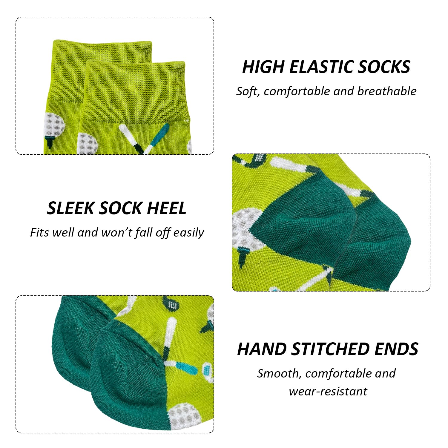 SLEEKEE 2 Paia Di Calzini Con Motivo Golf, Calzini Dal Design Creativo, Calzini Divertenti, Calzini Regalo, Calzini Elastici Comfort