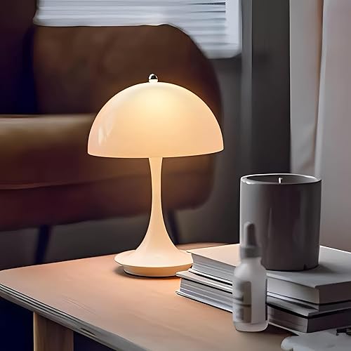 Miniatura 4 de Mini lámpara de mesa inalámbrica con forma de hongo, recargable al tacto, portátil, luz de mesita de noche, 3 modos, lámpara de escritorio regulable