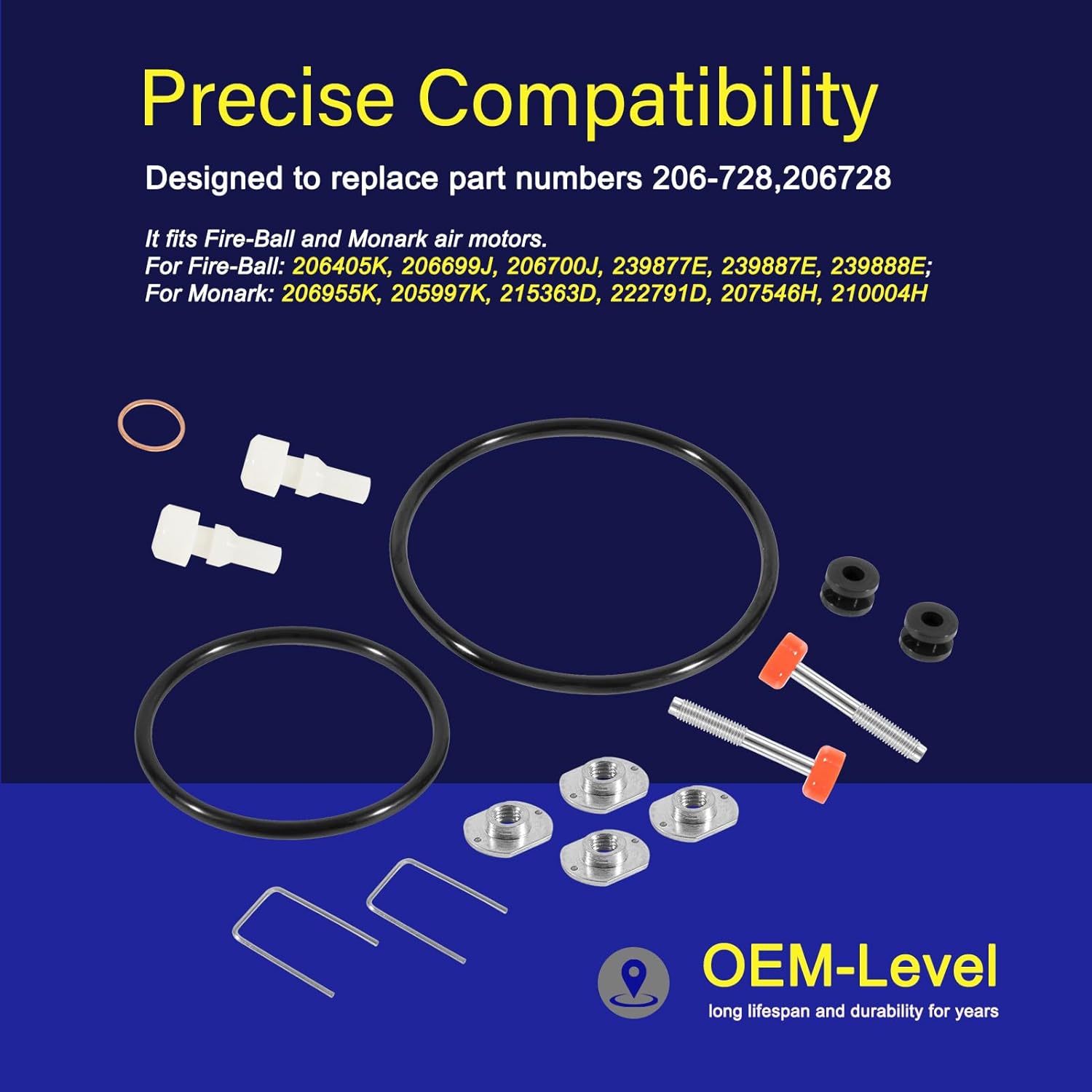 Yoursme 206728 Air Motor Repair/Rebuild Kit for Graco Fireball Pumps Monarch or Fireball 300, Used for Fire-Ball and Monark Air Motors, Replacement for Graco #206-728, #206728