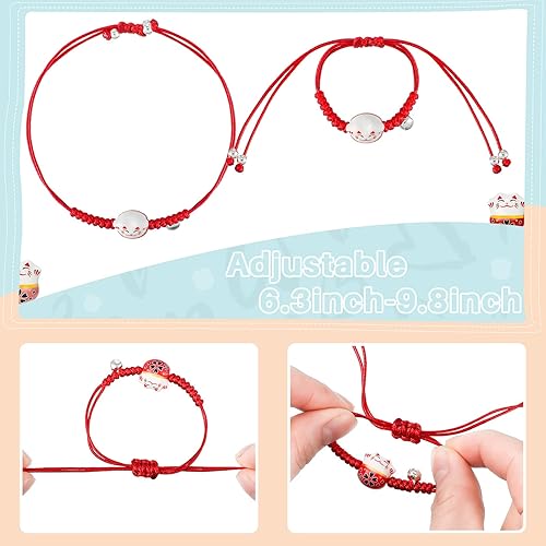 Miniatura 7 de Kigeli 12 pulseras de gato de la suerte, pulsera de Maneki Neko, ajustable, cuerda de la fortuna, Feng Shui, pulsera de cuentas de cerámica de gato