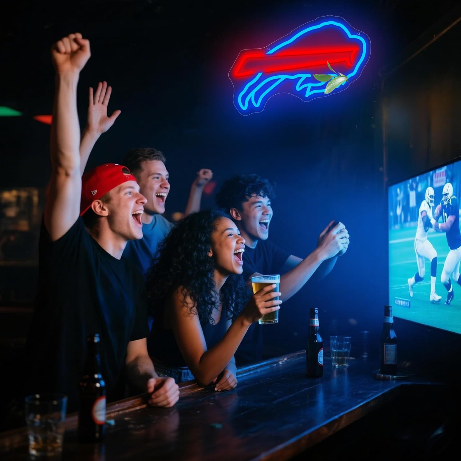 Football Neon Sign for Wall Decor Football Neon Light for Rugby Fans LED Sign for Man Cave Rugby Team Light for Club Garage Living Room Bar Birthday Gifts Size15.3 * 10.9In
