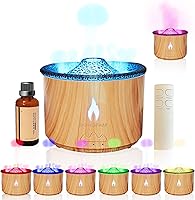 Vista 9 de BOHOFAM Difusor de Aceite Esencial Aroma 360 ML, Difusor/Humidificador de Volcán y Llama, incluye 1.76 oz de Aceites Esenciales de Colección Negro