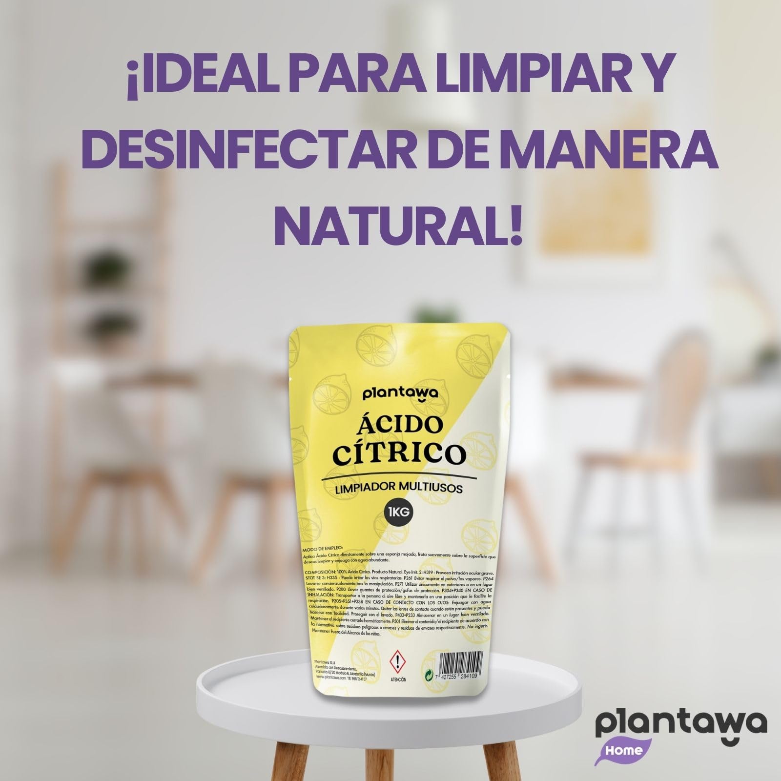 PLANTAWA Ácido Cítrico en Polvo 1 Kg Limpiador Multiusos Puro