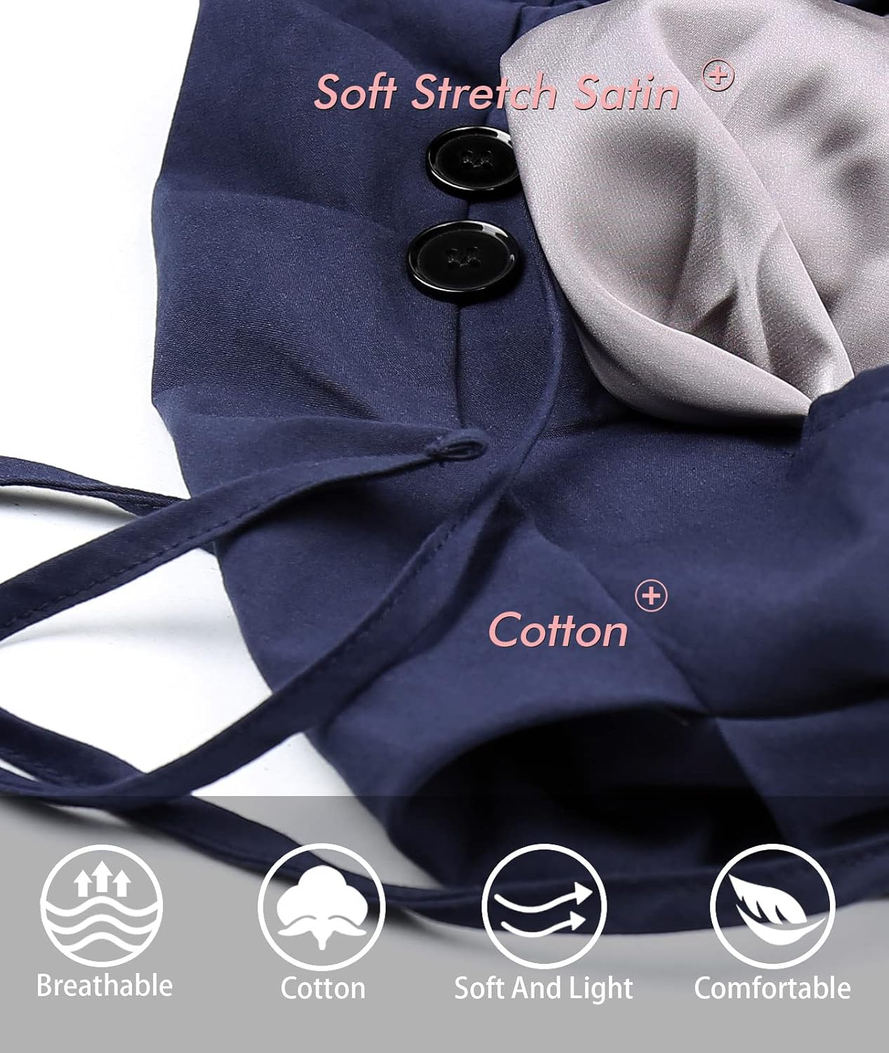 Satin Lined Work Cap with Button for Long Hair Women - Image 3