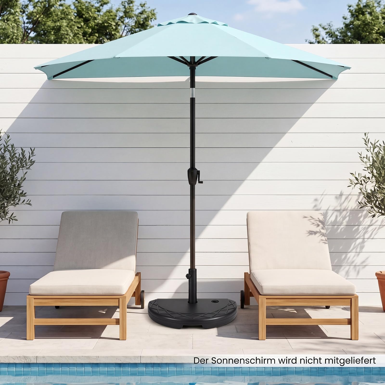 COSTWAY Sonnenschirmständer halbrund, 13 Liter / 18 kg befüllbar mit Wasser oder Sand, Schirmständer für Schirmstangen von 38/48 mm, Sonnenschirmfuß, Marktschirmständer, Sonnenschirm Ständer