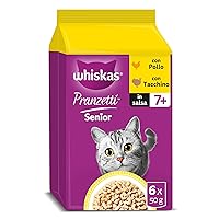 WHISKAS PRANZETTI Cibo Umido in Salsa per Gatti Adulti Senior 7+ 6x50g Pollame