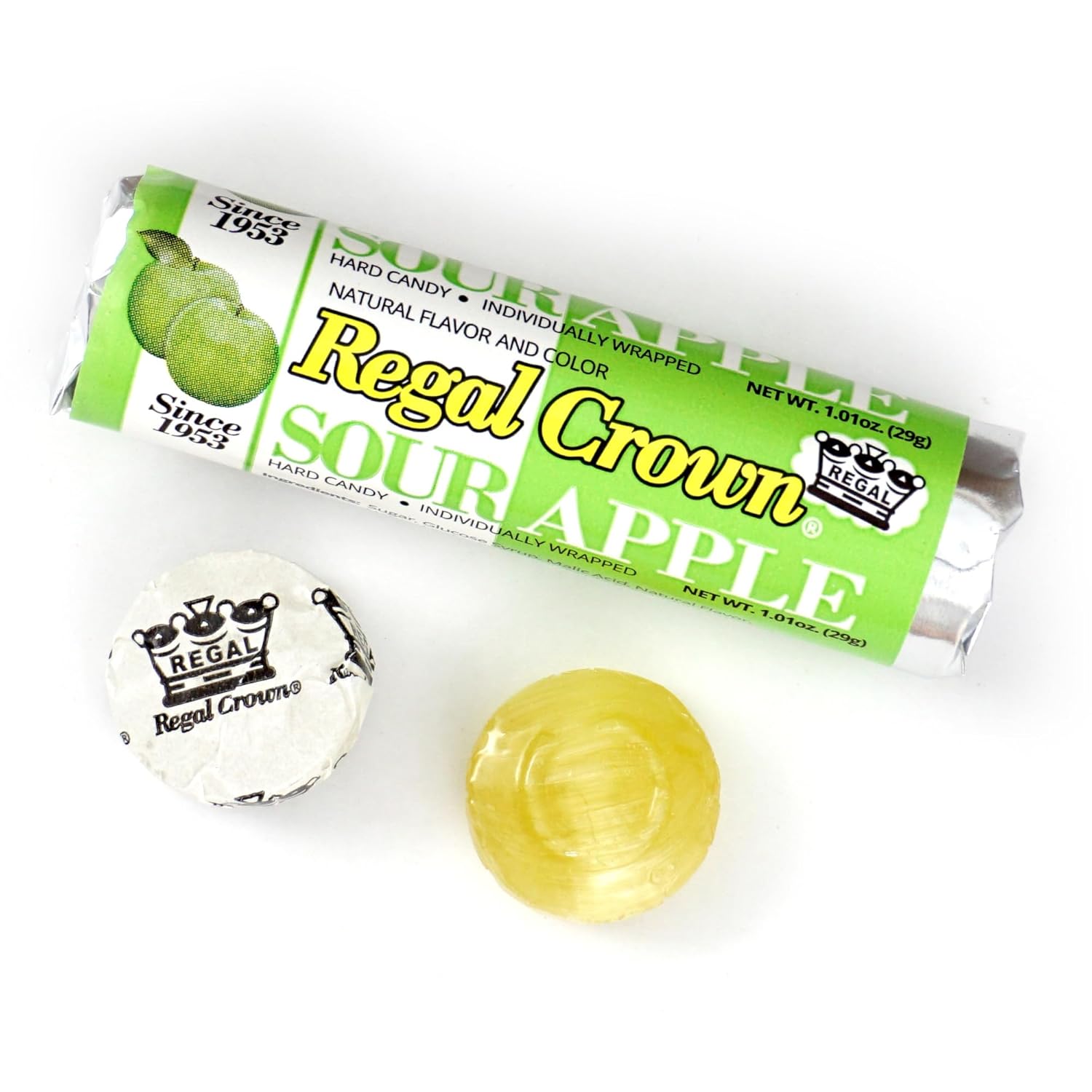 Regal Crown Roll Sour Apple, 1.01 Ounce (Pack of 24), Sour Candy, The Hampton Candy Company