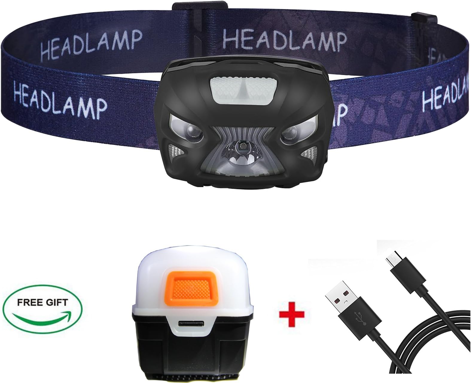 PUMICE 300 Lumens CREE LED Headlamp Rechargeable Headlight Waterproof Flashlight with 6 Modes & Red SOS Light for Camping Hiking Fishing Cycling Hunting Bonus Magic LAMP Box