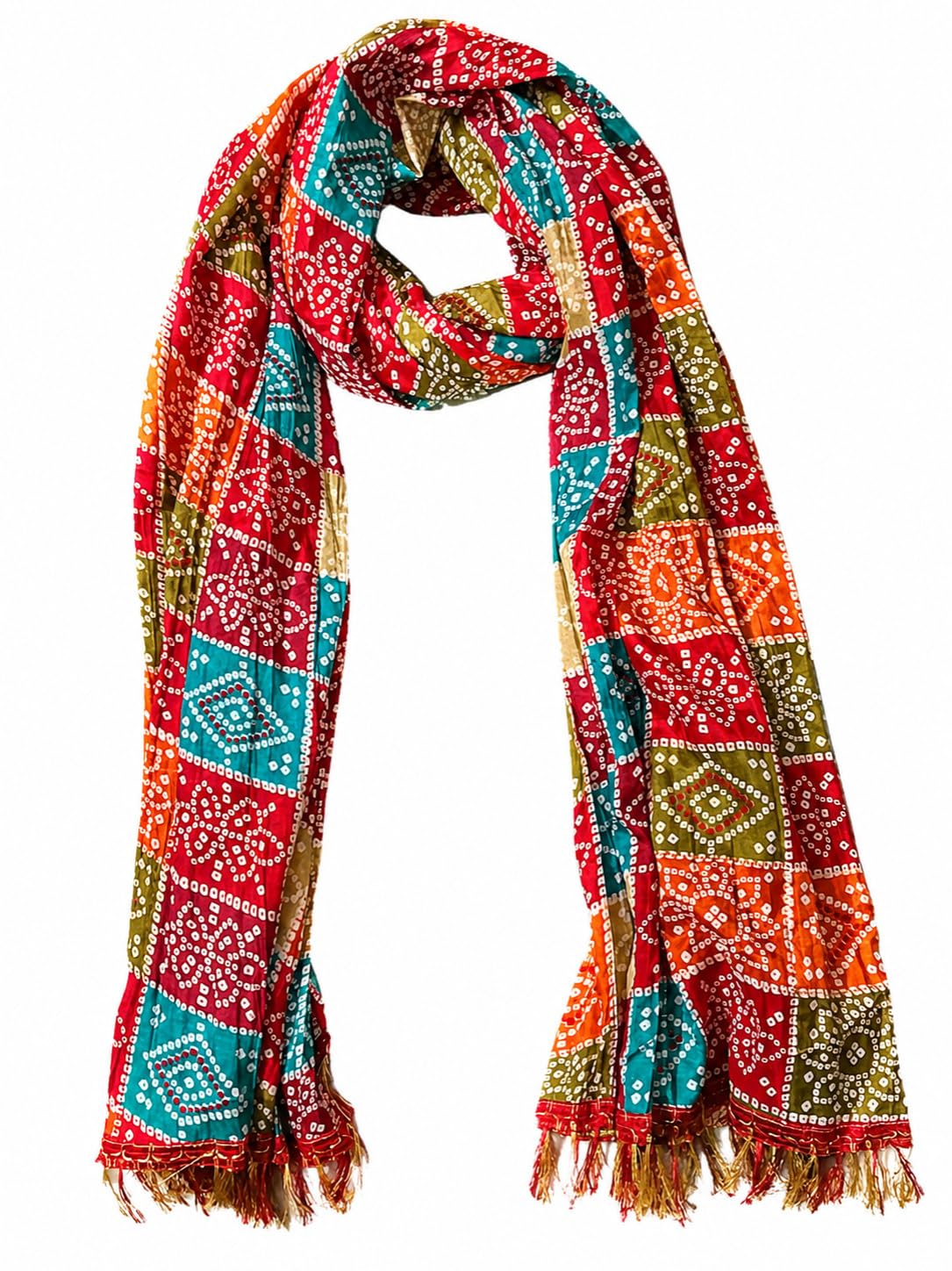Women's Cotton Blend Bandhani Print Dupatta with 2.20 Meters | Women’s cotton printed dupatta with tassels-picture-37