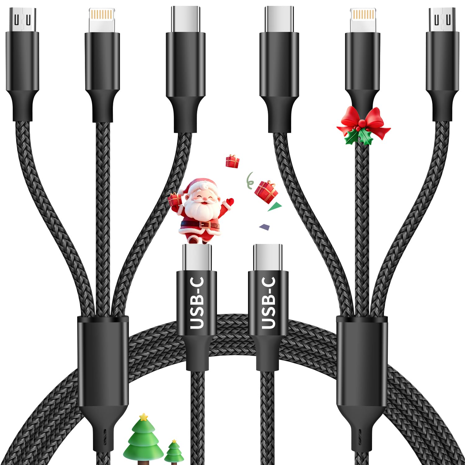 3 in 1 Multi Charging Cable, USB Cable Universal Charger, 2Pack 4FT | Phone Charger Cord…