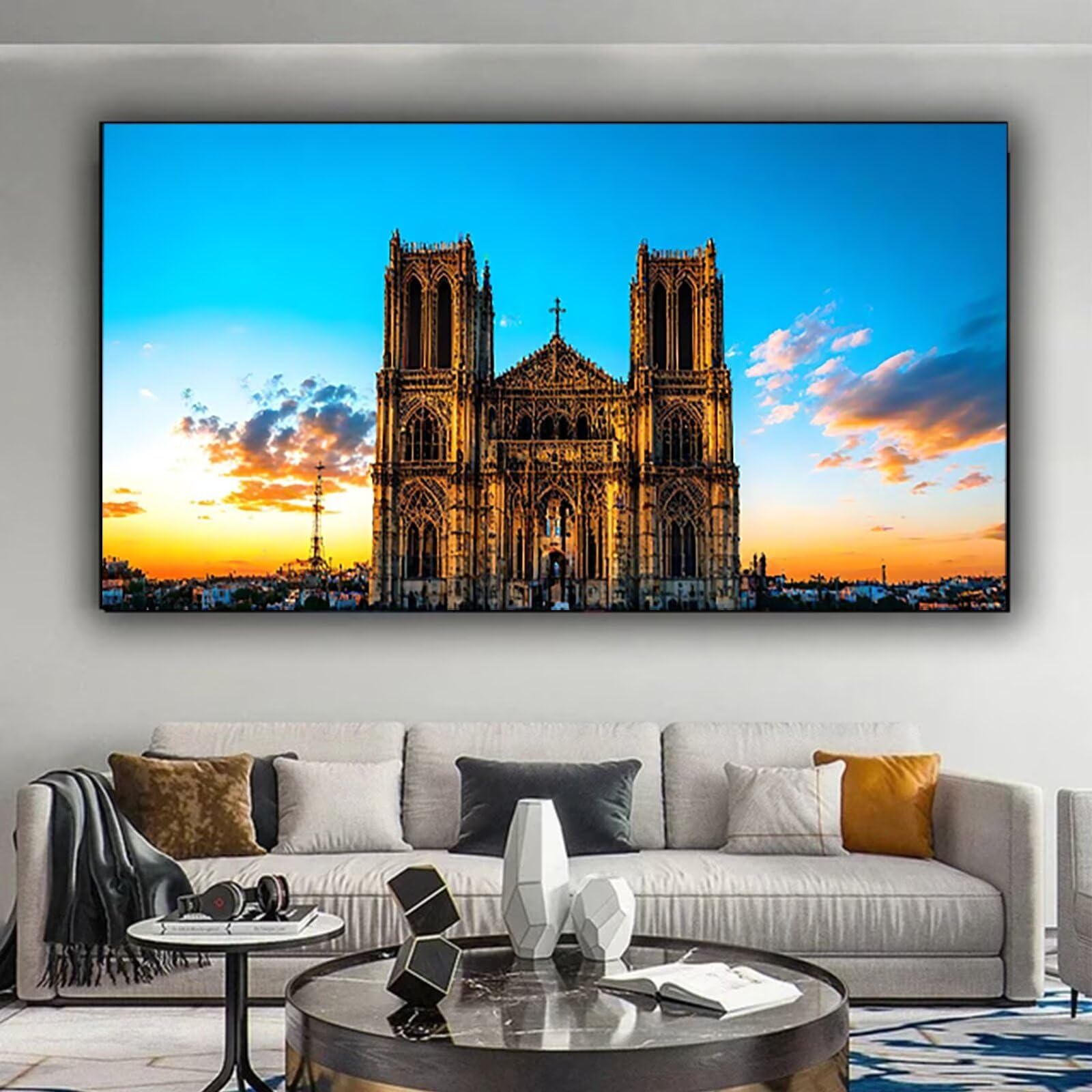 Malen nach Zahlen Kinder Paris, Malen Nach Zahlen Erwachsene, Geschenke für Mädchen Junge Bastelset, Malen nach Zahlen Notre Dame | Malen nach Zahlen Ohne Rahmen, (60x120cm) Bastelset Erwachsene W-1