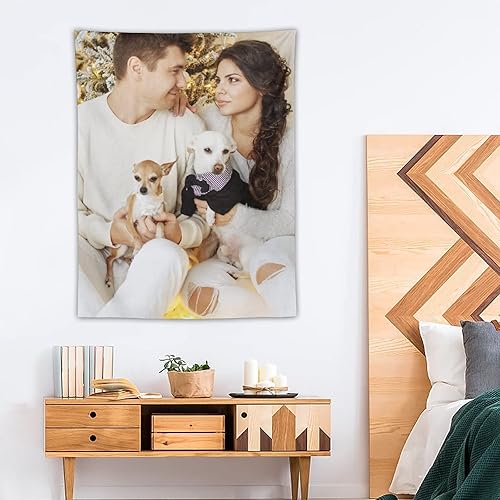 Miniatura 6 de OHORTEB Tapiz vertical personalizado con foto y nombre, colgante de pared personalizado para bodas, cumpleaños, día del padre, día de la madre, el