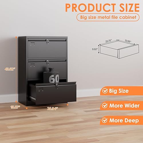 Miniatura 3 de Archivador lateral de 2 cajones, archivadores con cerradura para oficina en casa A4 y archivos de tamaño carta, soporte de impresora, requiere