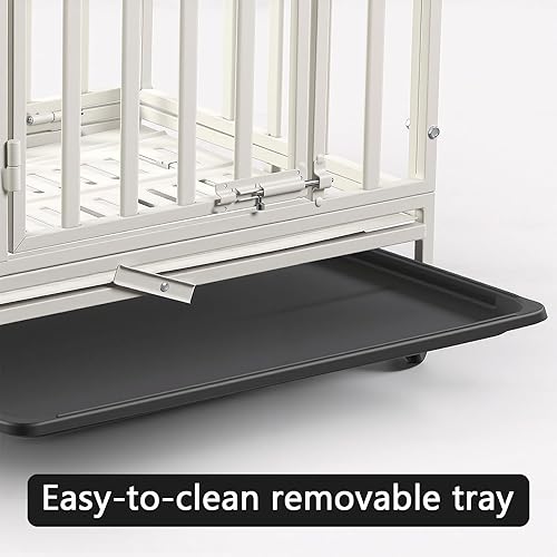Miniatura 5 de Jaula de acero resistente de 24 pulgadas para perros con alta ansiedad, con cerraduras resistentes y bandeja extraíble, jaula para perros pequeños,